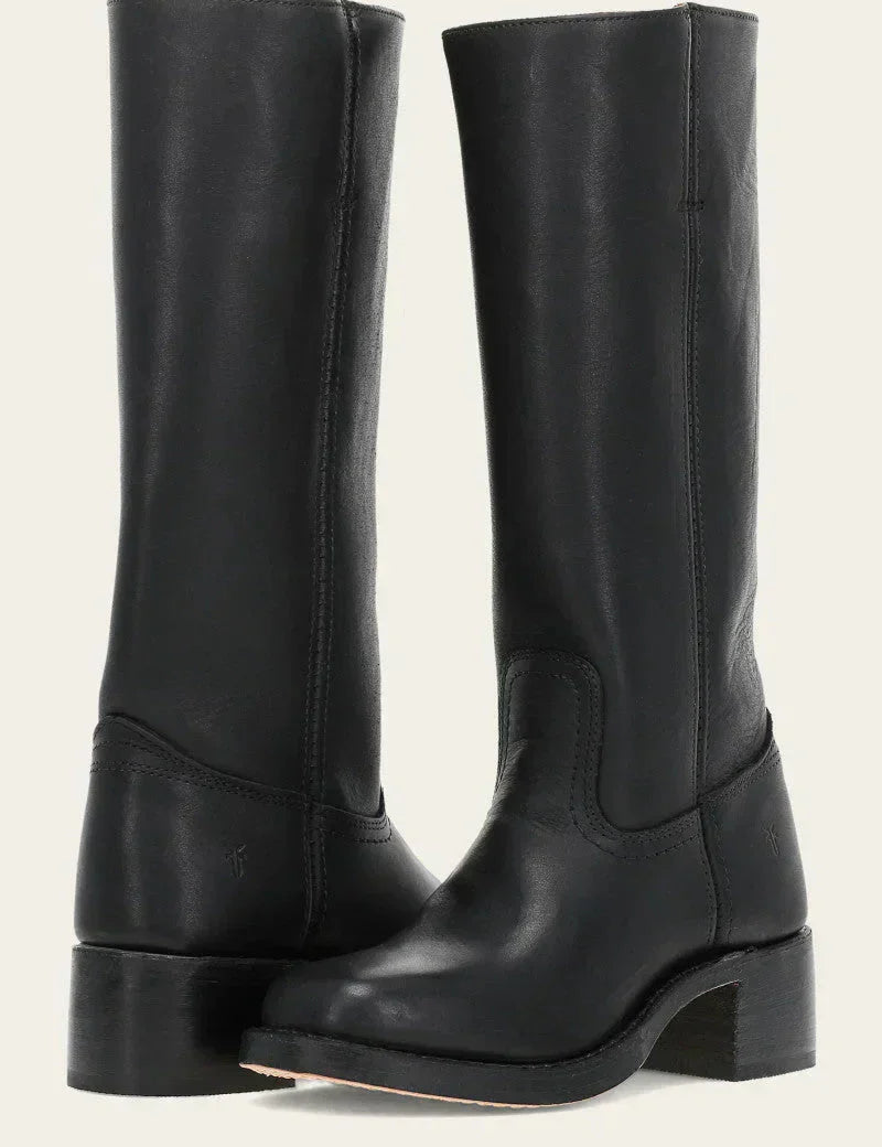 Klassiske sorte læderstøvler til damer – Stilfuldt fodtøj med slim fit og behagelig sål til daglig brug 9