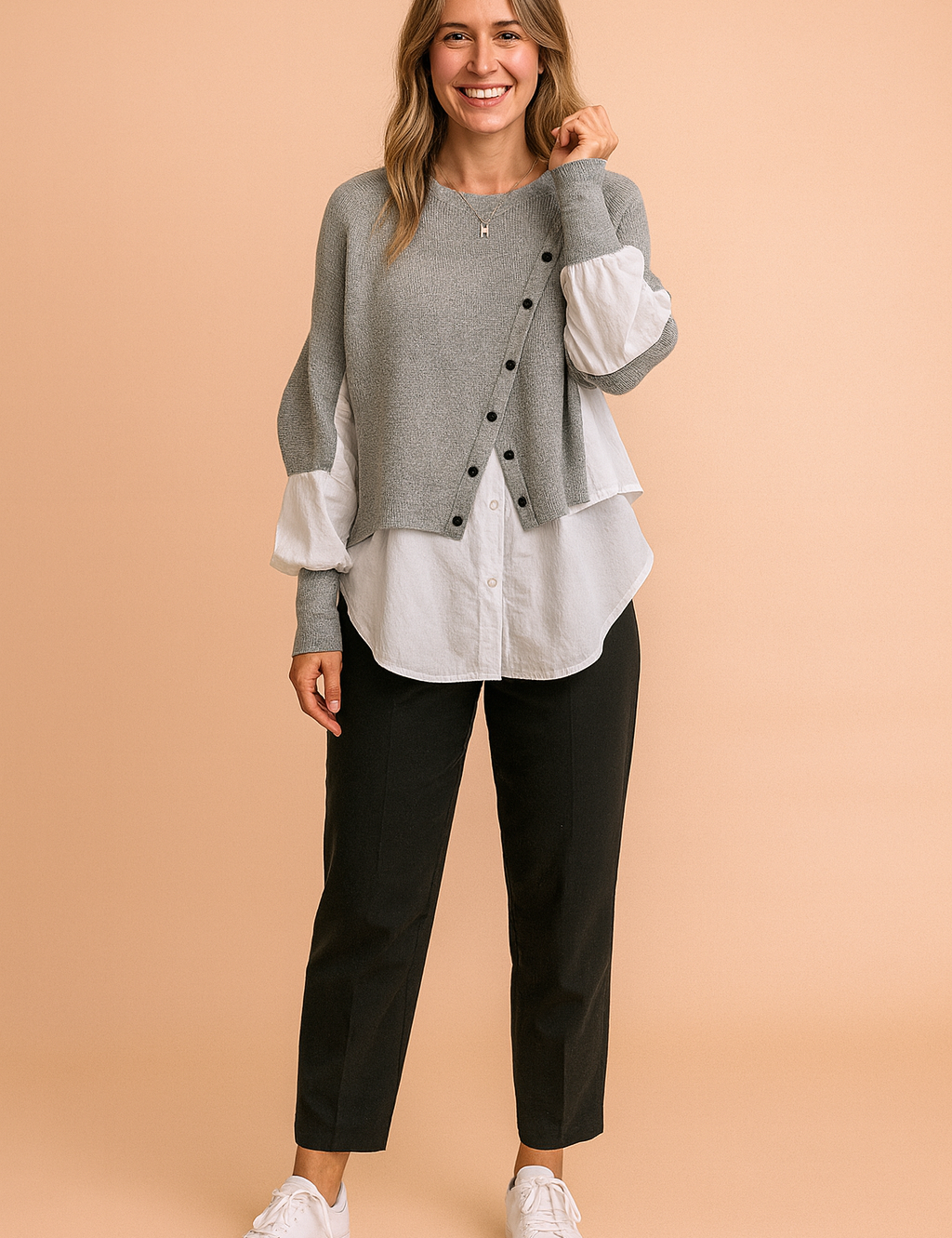 Klaudia | Moderigtig lagdelt sweater med skjorteeffekt 1