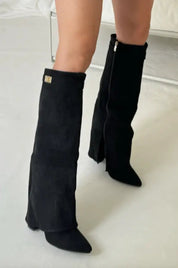 Knæhøje støvler til kvinder - Elegant sort læderfodtøj for stil og komfort 8