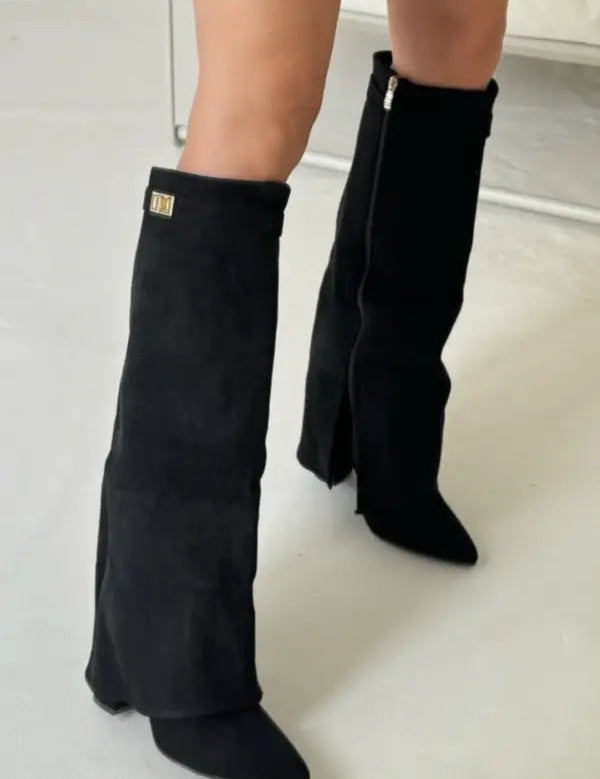 Knæhøje støvler til kvinder - Elegant sort læderfodtøj for stil og komfort 8