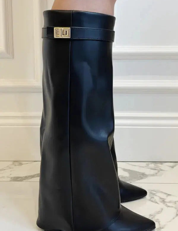 Knæhøje støvler til kvinder - Elegant sort læderfodtøj for stil og komfort 9