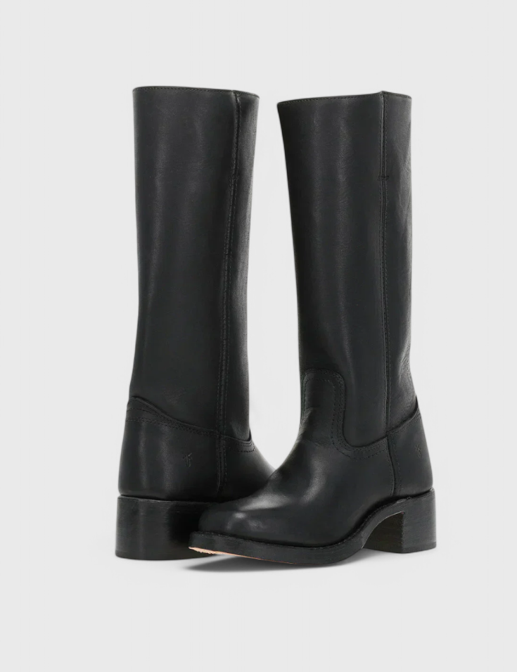 Knæhøje støvler til kvinder med stablet hæl og klassisk rund tå 3