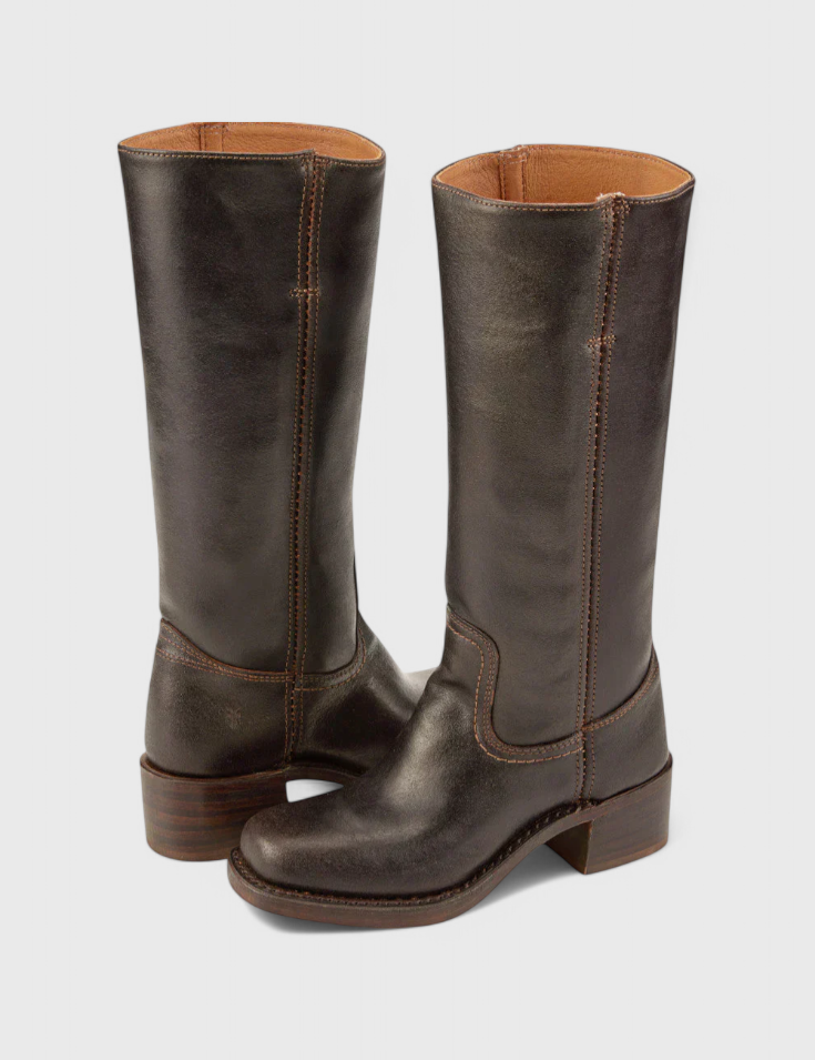 Knæhøje støvler til kvinder med stablet hæl og klassisk rund tå 5