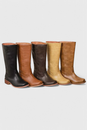 Knæhøje støvler til kvinder med stablet hæl og klassisk rund tå 7