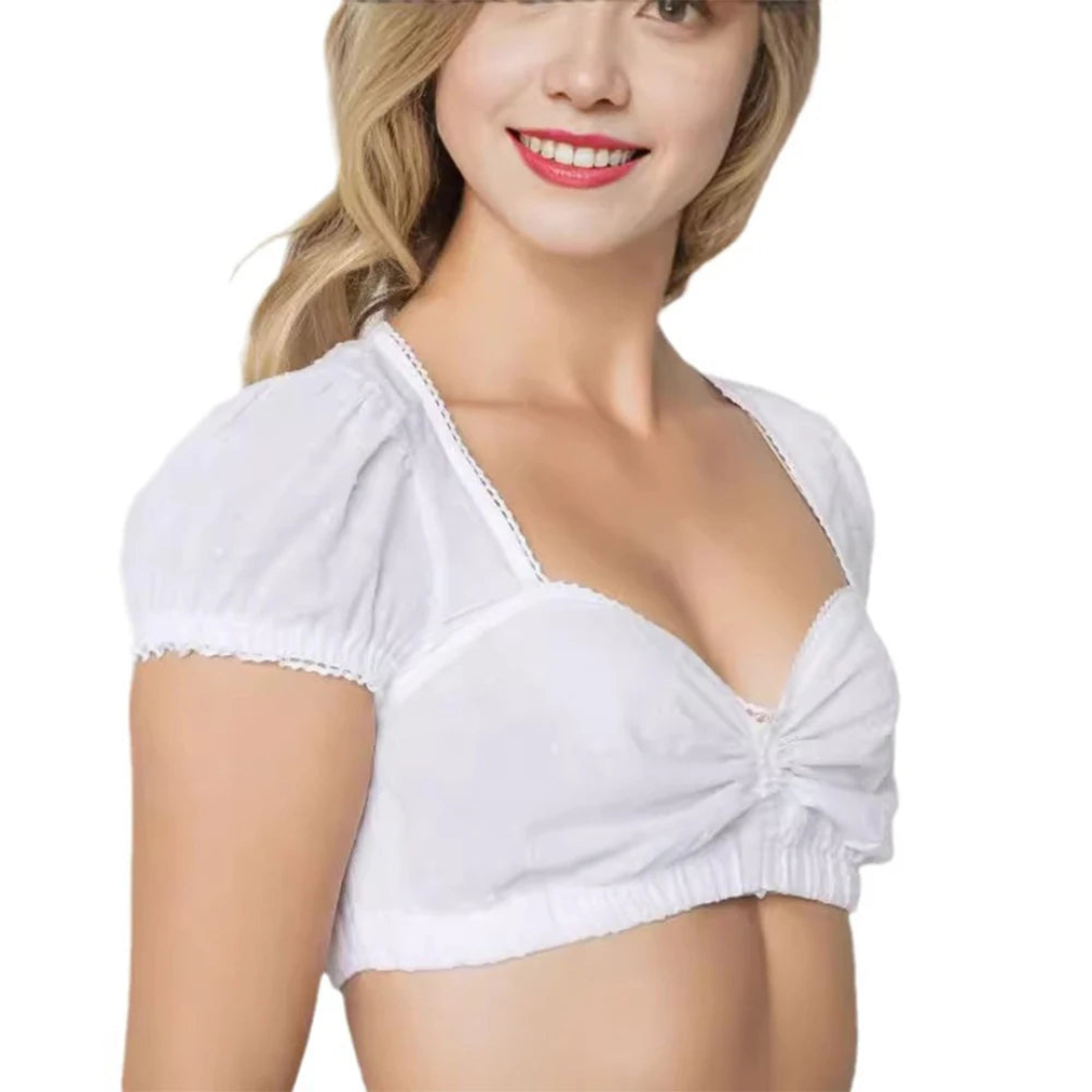 Kort Oktoberfest crop top met pofmouwen en sweetheart halslijn 4