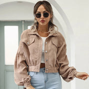 Kort corduroy jasje voor dames | Casual 4