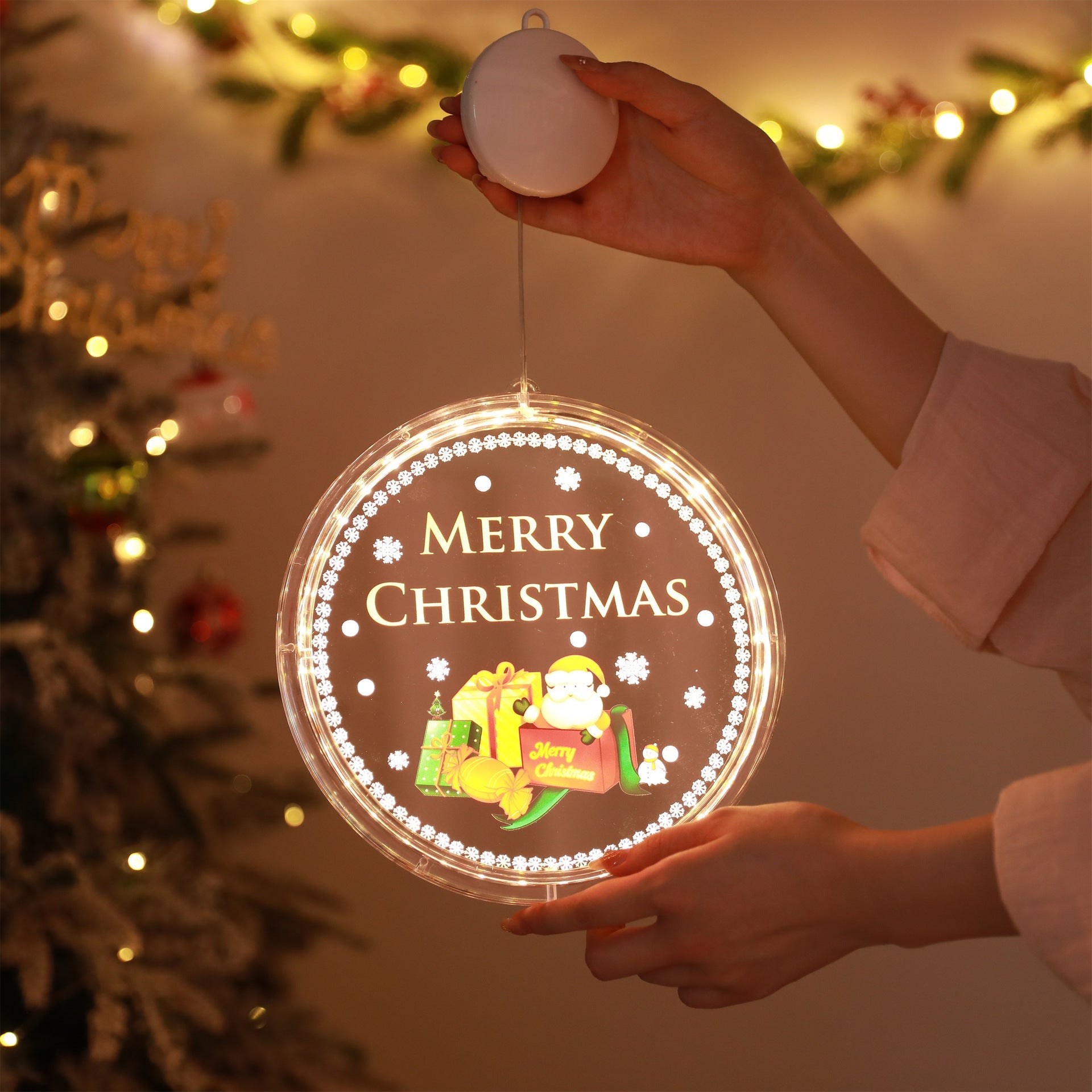 LED-lyskæde, hængelampe, klokke, snefnug, elg, dekorativ festonlampe 3