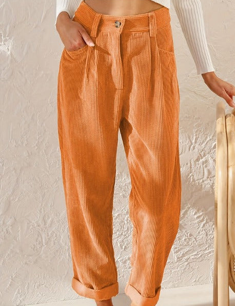 LISETTE | Afslappede ribbede bukser med elastisk talje 7