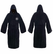 Lang flannel badekåbe med hætte og bælte til mænd 0