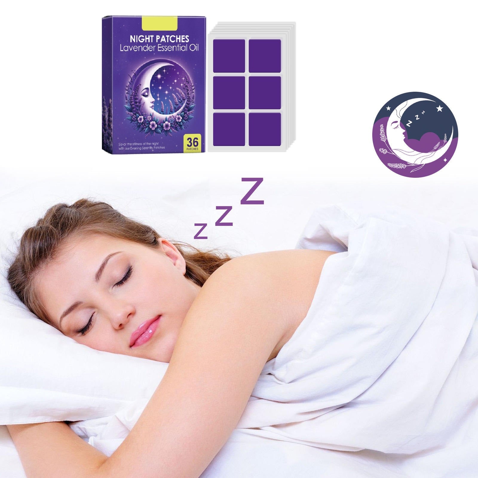 Lavendel Natplaster – Afslappende Søvnmiddelklistermærker, Urtelindring til Rastløse Nætter, Beroligende Aromaterapiplaster 2