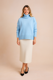 Lena | Kortærmet sweater med bred rullekrave 0