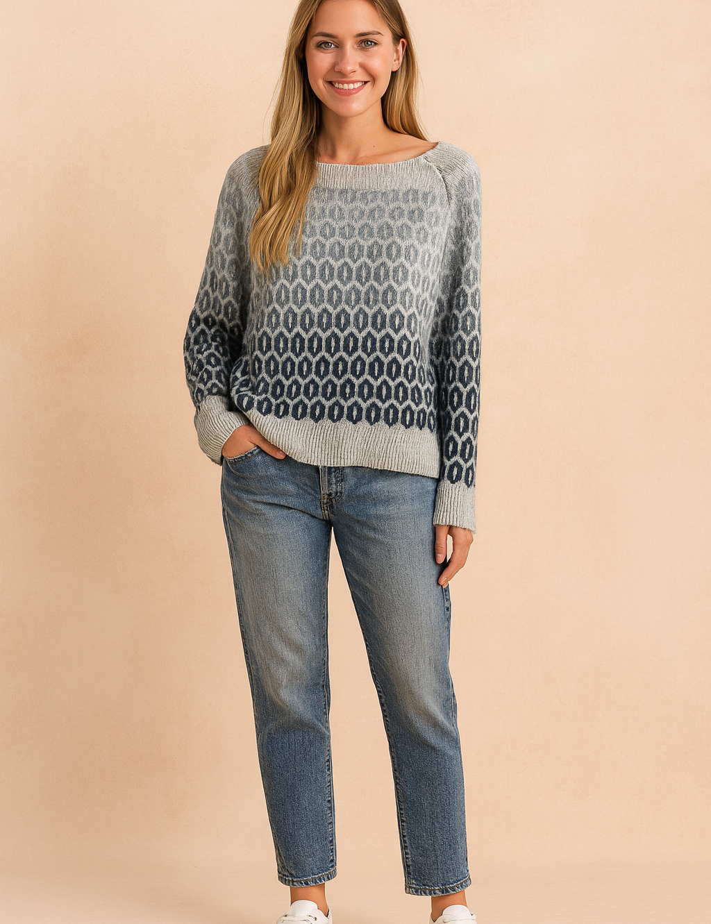 Lidia | Trøje med geometrisk ombremønster 0
