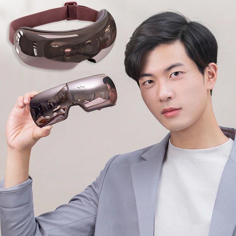 Luksuriøse opvarmede øjenmassagebriller – lufttryk, vibrerende lindring og Bluetooth-musik for ultimativ øjenpleje 1