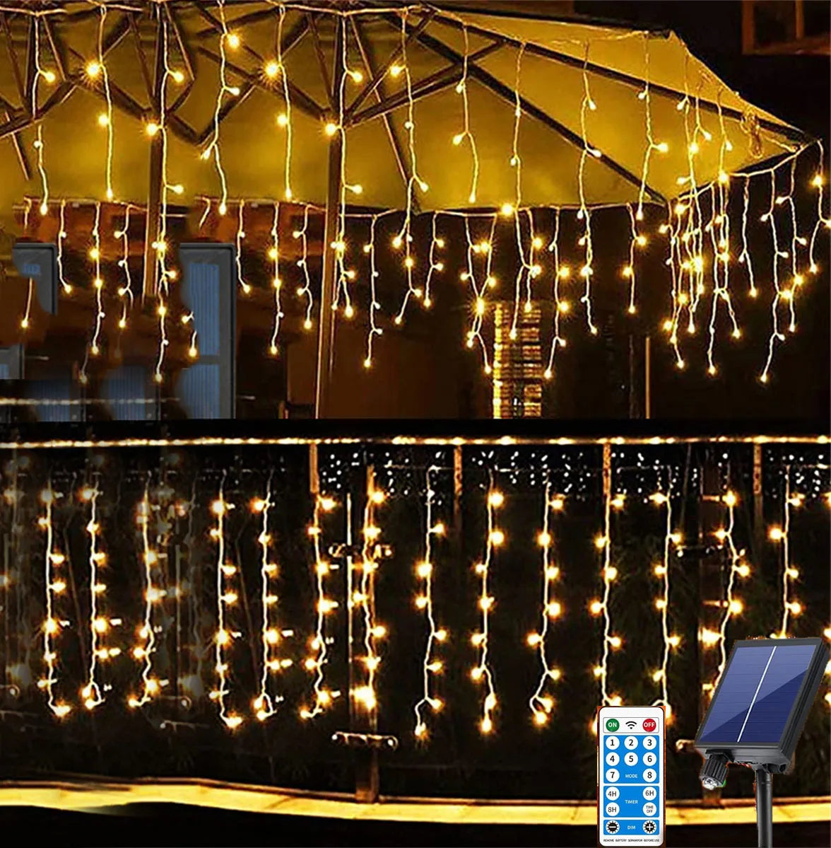 Lyskrans | Solcelledrevet istapbelysning til udendørs dekoration 1