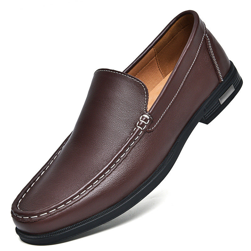 Mænds Komfortable Slip-On Loafers Læder Blød Sål 4