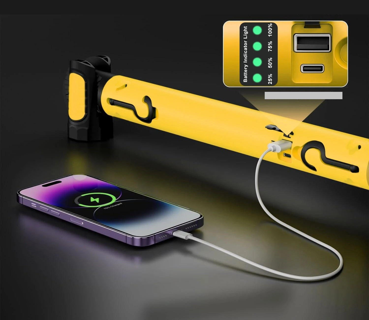 Magnetisk LED-arbejdslysbjælke – Genopladelig 5200mAh lampe til bilreparationer, belysning under motorhjelmen og udendørs nødbelysning 3