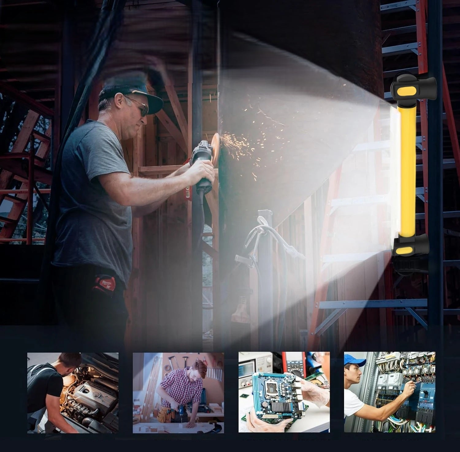 Magnetisk LED-arbejdslysbjælke – Genopladelig 5200mAh lampe til bilreparationer, belysning under motorhjelmen og udendørs nødbelysning 5