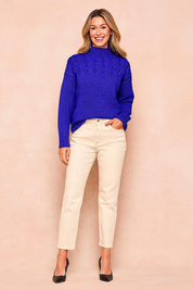 Marta | Sweater med strikket mønster foroven 4