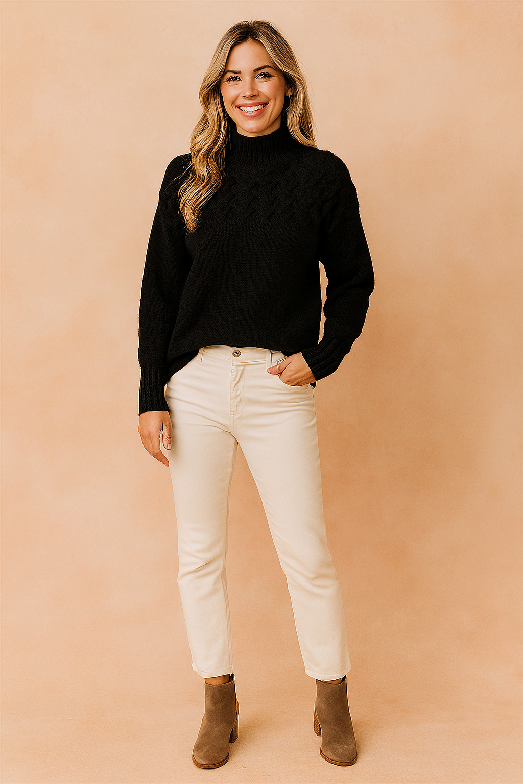 Marta | Sweater med strikket mønster foroven 5