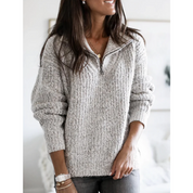 Melina | Gebreide wintertrui voor dames | Ritssluiting 0