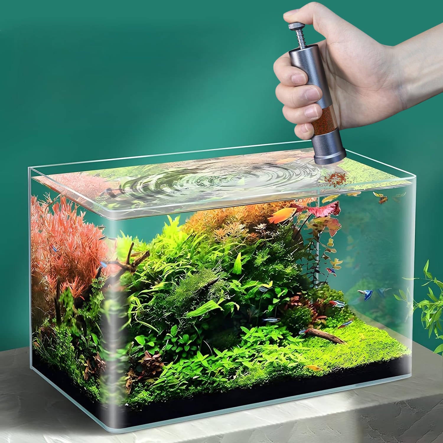 Mini fiskefoderautomat til akvarium 0