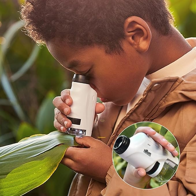 Mini lommemikroskop – LED-lys og 60x-120x zoom til pædagogisk udforskning af børn 2