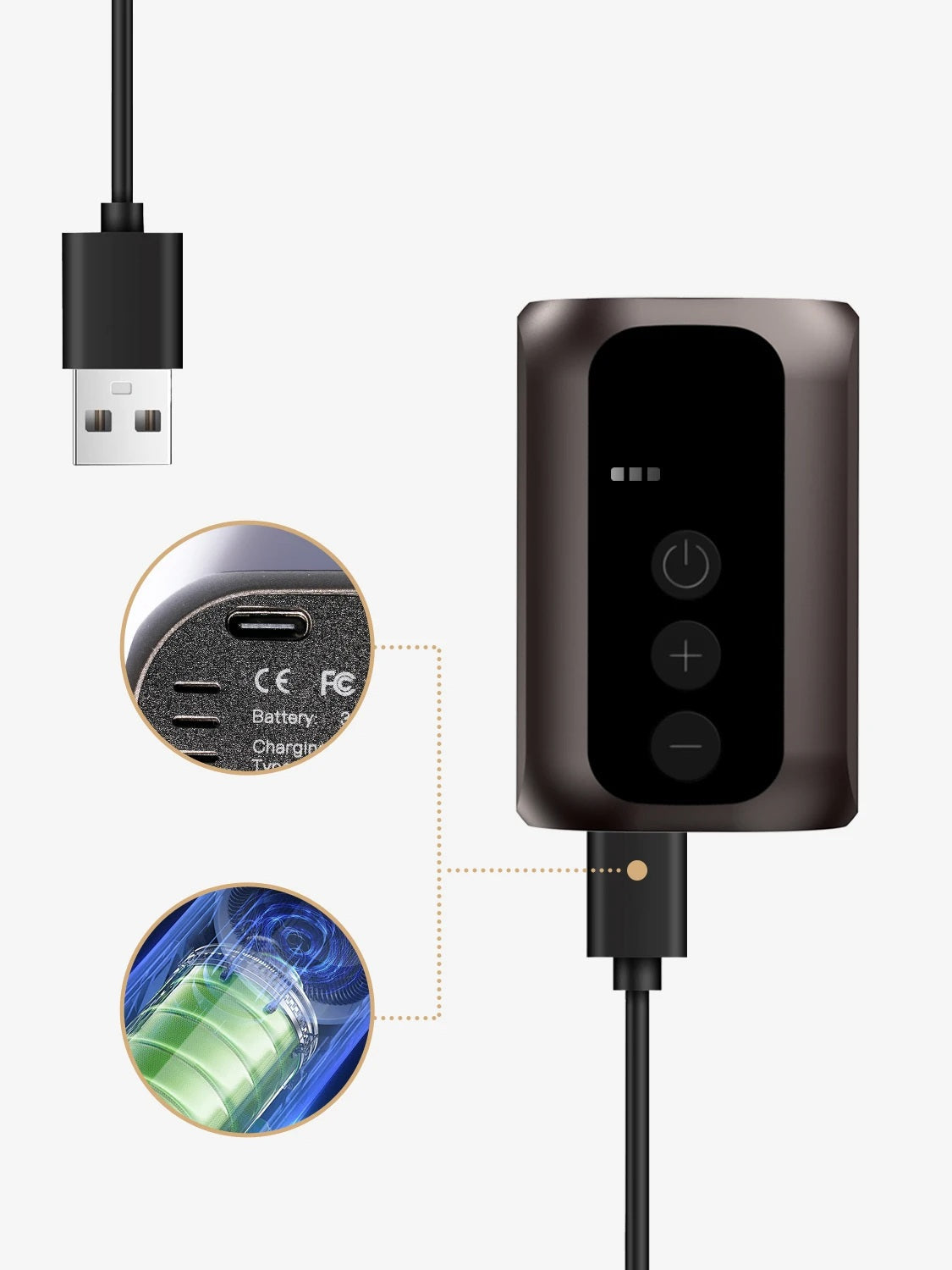 Mini trådløs luftpumpe – Bærbar højtryks 100PSI dækpumpe med genopladeligt batteri til cykler, biler og rejser 5