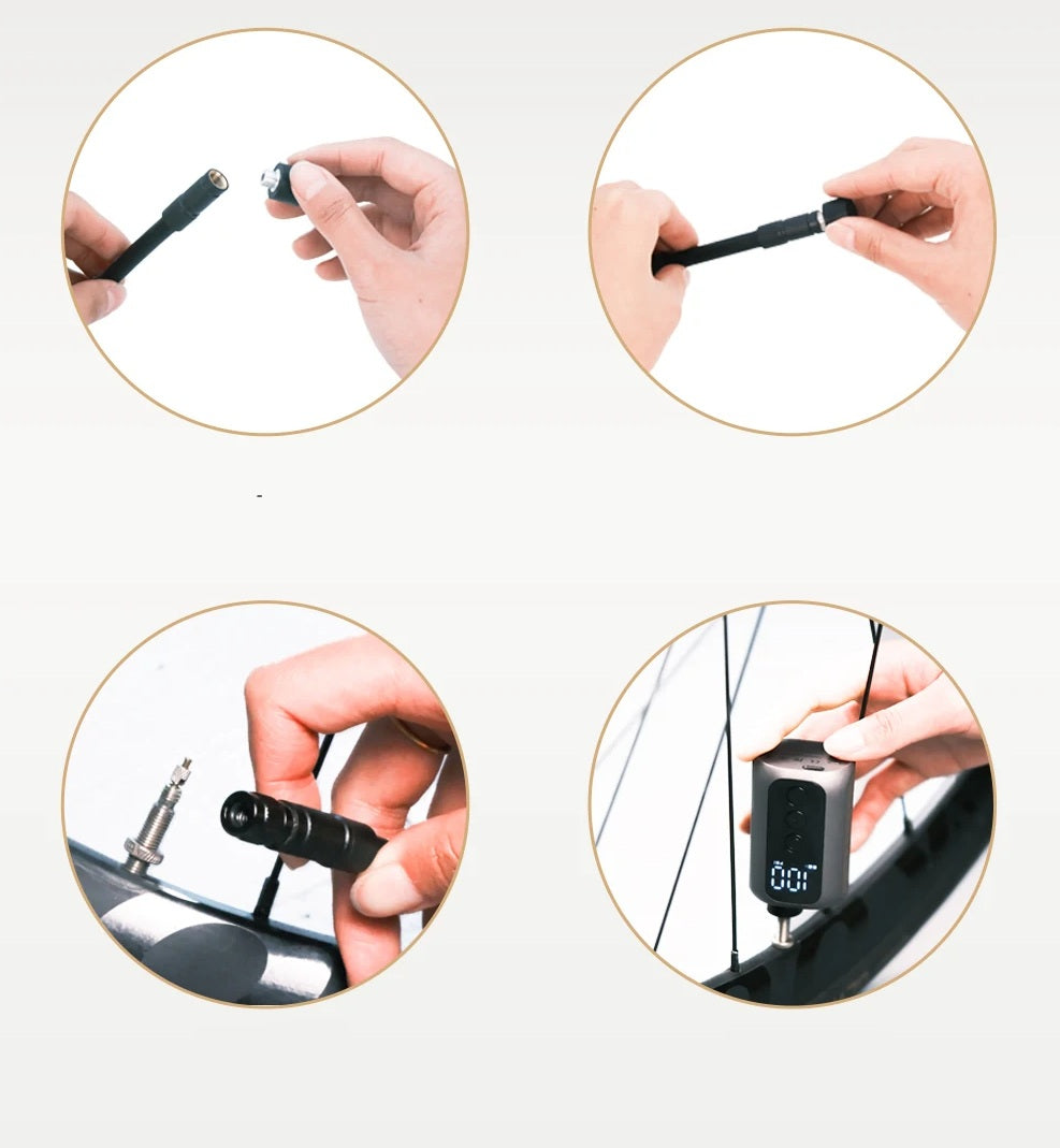 Mini trådløs luftpumpe – Bærbar højtryks 100PSI dækpumpe med genopladeligt batteri til cykler, biler og rejser 6