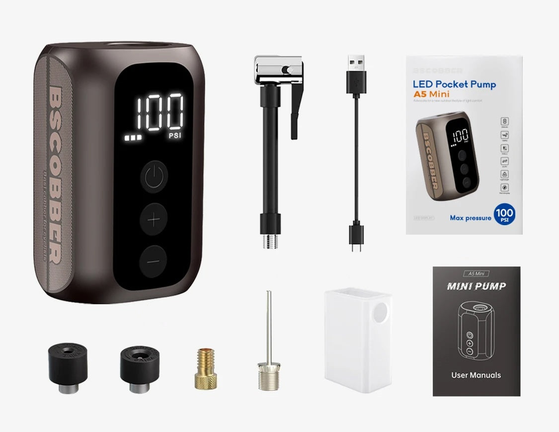 Mini trådløs luftpumpe – Bærbar højtryks 100PSI dækpumpe med genopladeligt batteri til cykler, biler og rejser 7