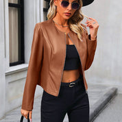 Moderigtig bikerjakke til kvinder | Rund hals 2