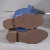 Moderigtige blå cowboystøvler til kvinder – Denim western design med komfortabel blokhæl 2