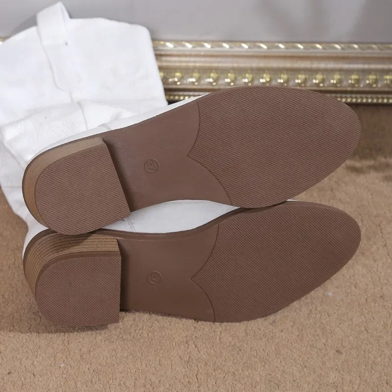 Moderigtige blå cowboystøvler til kvinder – Denim western design med komfortabel blokhæl 5