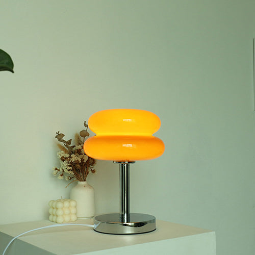 Moderne Bordlampe i Glas med 1 Lys – Rød, Orange, Hvid, Pink, Gul – Stilfuld Indretning til Stue og Soveværelse 7