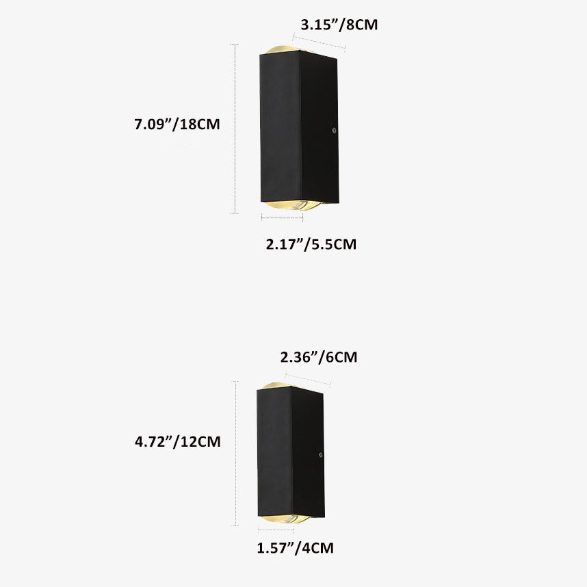 Moderne Vandtæt Rektangulær LED Væglampe Udendørs med Justerbar Base – Sort Aluminium, Energieffektiv, 6W/10W 4
