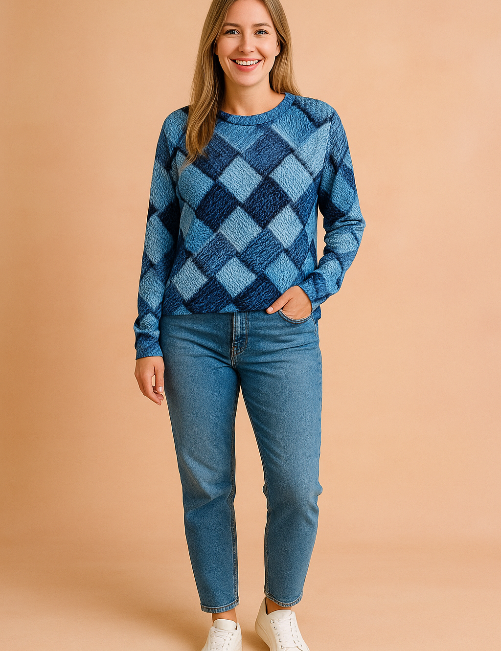 Monika | Sweater med et farverigt vævet mønster 0