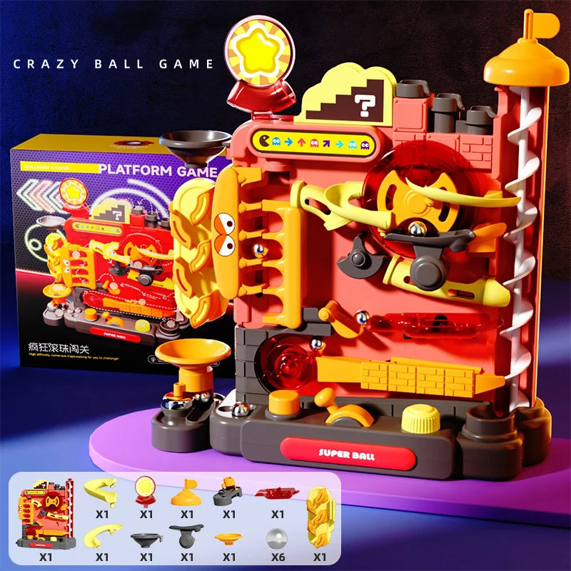 Montessori pædagogisk legetøj - flerlags rullende boldbane til interaktiv læring, ideelt læringslegetøj til 3-5-årige 0