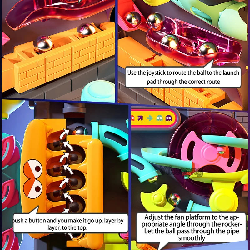 Montessori pædagogisk legetøj - flerlags rullende boldbane til interaktiv læring, ideelt læringslegetøj til 3-5-årige 4