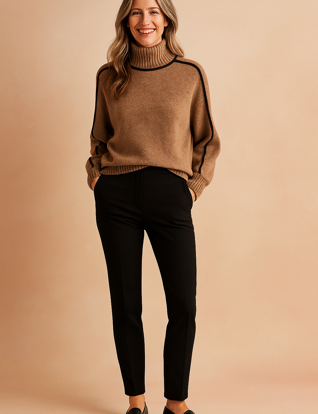 Nadia | Sweater med kontrastkant og høj krave 0