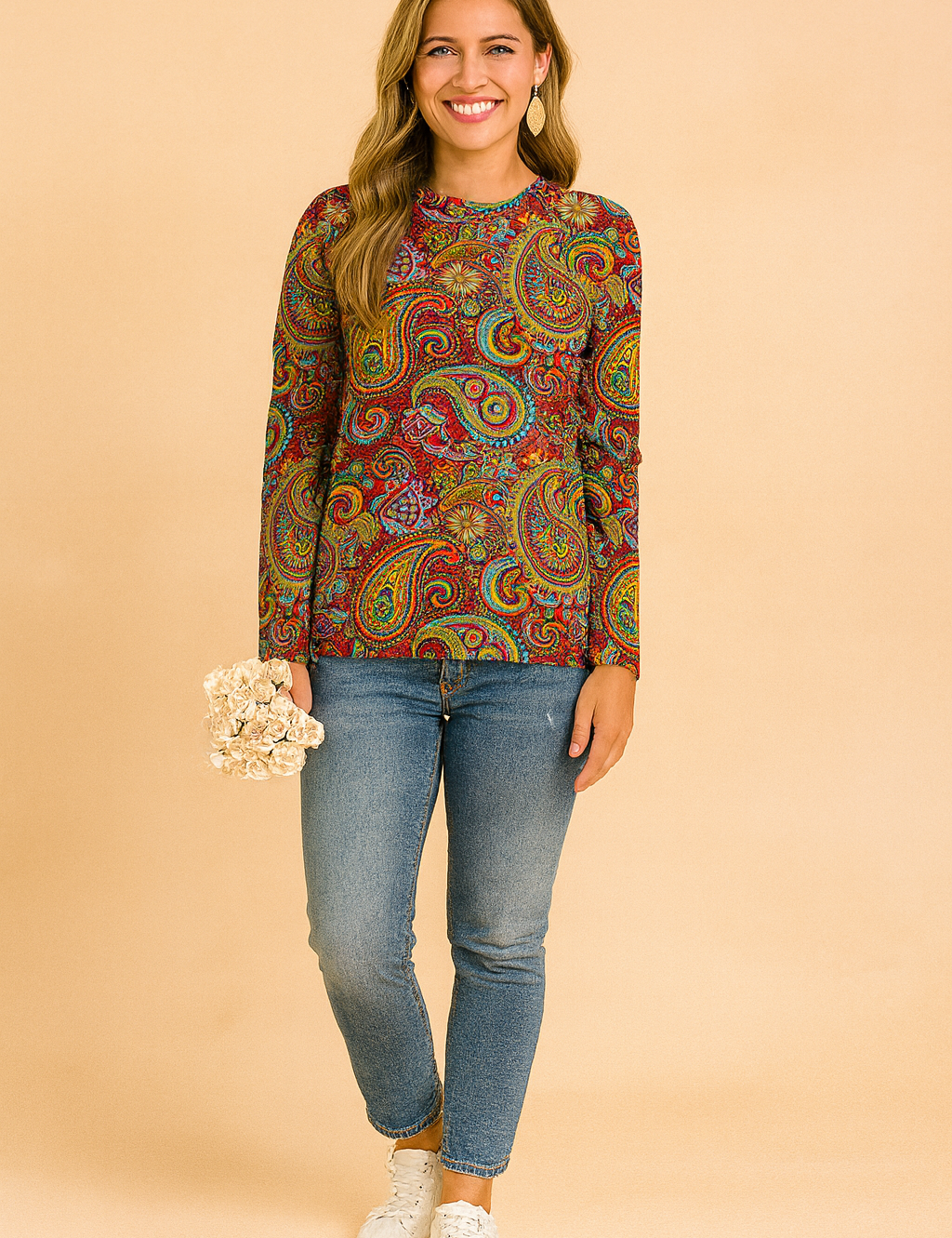 Nadia | Trøje med et moderigtigt print og klassisk snit 0