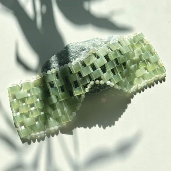 Naturlig jade øjenmaske - Rosenkvarts øjenmaske massager, sovemaske, anti-aging varm eller kold sten øjenmaske 0