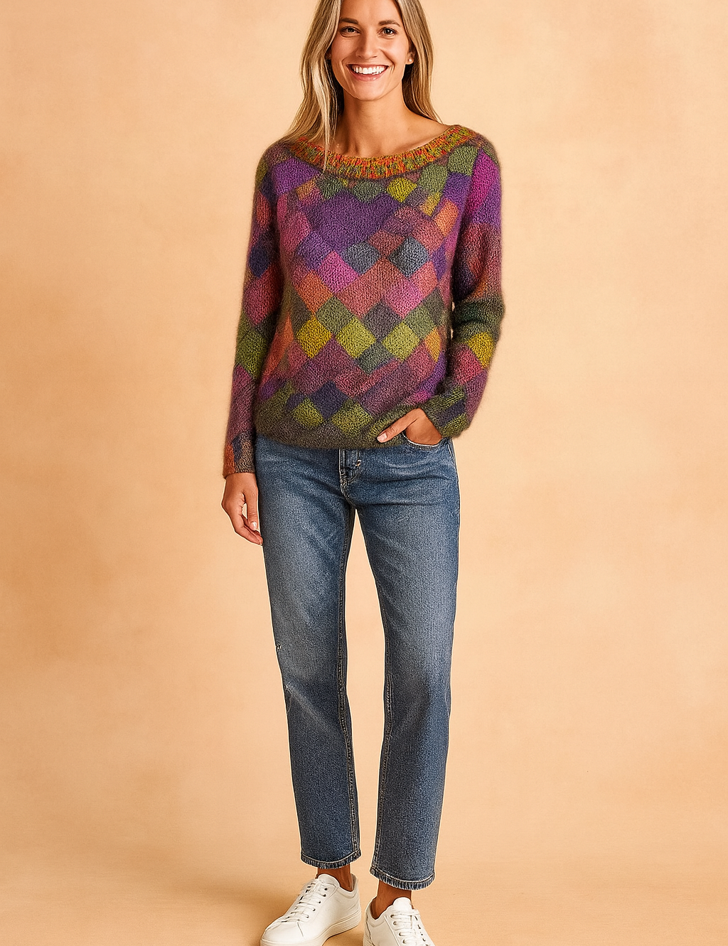 Nina | Farverig ternet sweater 0