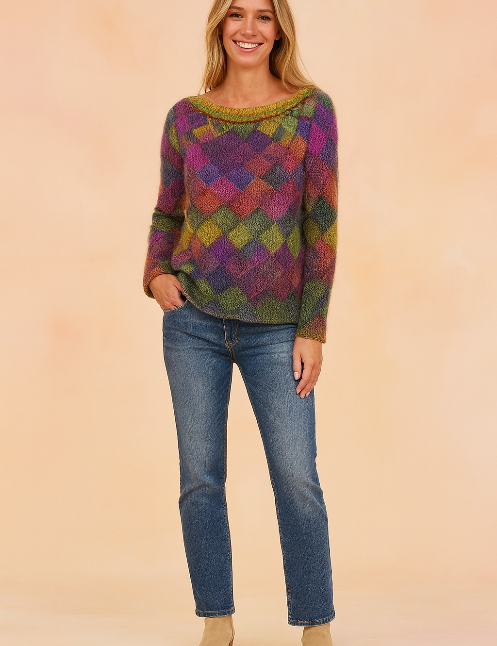 Nina | Farverig ternet sweater 1