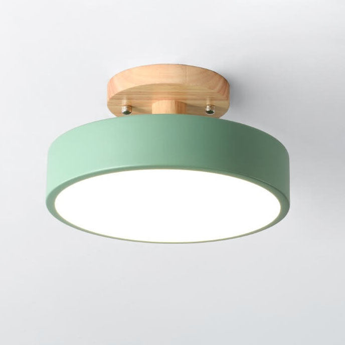 Nordic Log Round Loftslampe – Moderne LED Loftlampe til Soveværelse eller Stue, Semi-Flush Mount i Træ og Metal 11