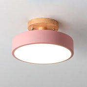 Nordic Log Round Loftslampe – Moderne LED Loftlampe til Soveværelse eller Stue, Semi-Flush Mount i Træ og Metal 13