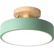 Nordic Log Round Loftslampe – Moderne LED Loftlampe til Soveværelse eller Stue, Semi-Flush Mount i Træ og Metal 6