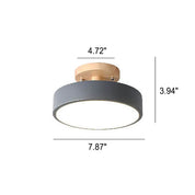 Nordic Log Round Loftslampe – Moderne LED Loftlampe til Soveværelse eller Stue, Semi-Flush Mount i Træ og Metal 9