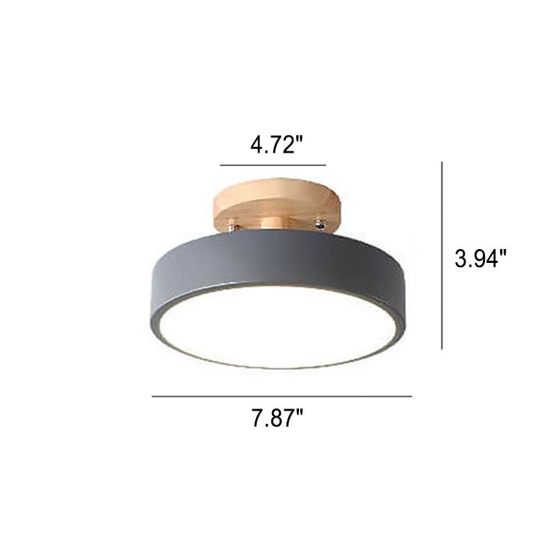 Nordic Log Round Loftslampe – Moderne LED Loftlampe til Soveværelse eller Stue, Semi-Flush Mount i Træ og Metal 9