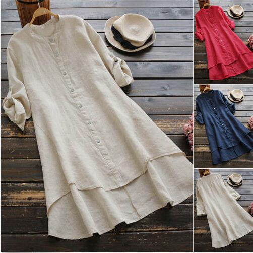 Sommerlig Oversize Bomuldslinned Kjole til et Trendy Look
