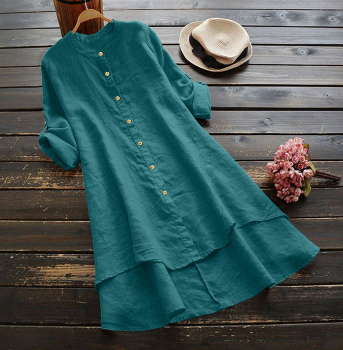 Sommerlig Oversize Bomuldslinned Kjole til et Trendy Look