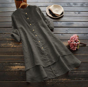 Sommerlig Oversize Bomuldslinned Kjole til et Trendy Look